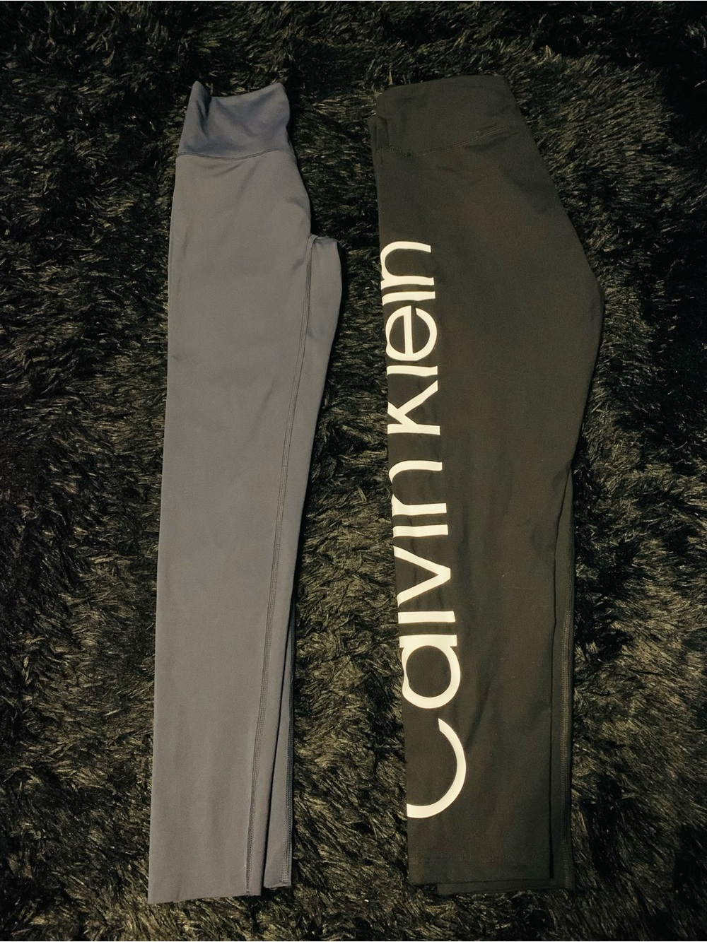 Calvin Klein Black Legging with White Logo & Slate Blue Leggings